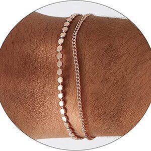 14K Gold Plated Handmade Dainty Dot Bracelet Cute Thin Everyday Bracelets for